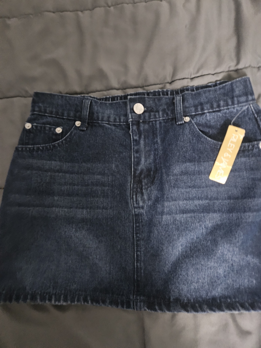Dark Blue Denim Mini Skirt - Women